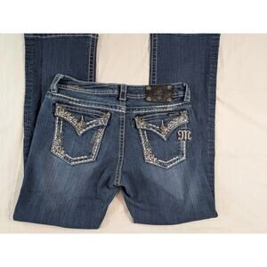 Miss Me Easy Boot Jeans 29 Embellished Flap Pocket Bling JE5759ER Actual 31x30